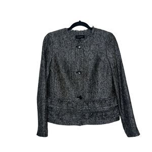 Talbots Jacket Blazer Women's 4 Black White Wool Blend Tweed Classic Workwear